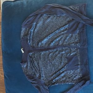 Navy Sequined Cardigan - Wrap London, USA size 18